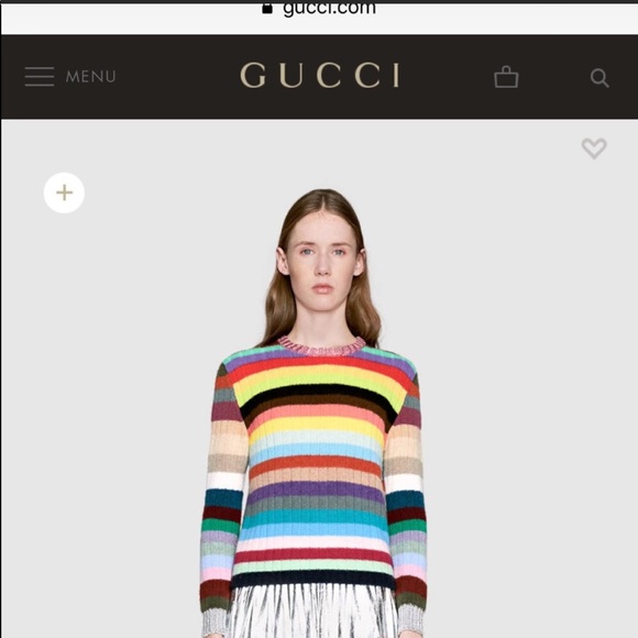 NWT GUCCI RAINBOW STRIPED CASHMERE WOOL SWEATER 🌈 - Picture 2 of 11